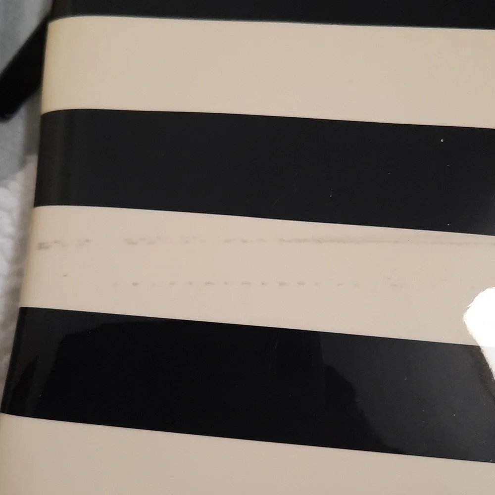 Kate Spade Black and Cream Striped Pouch